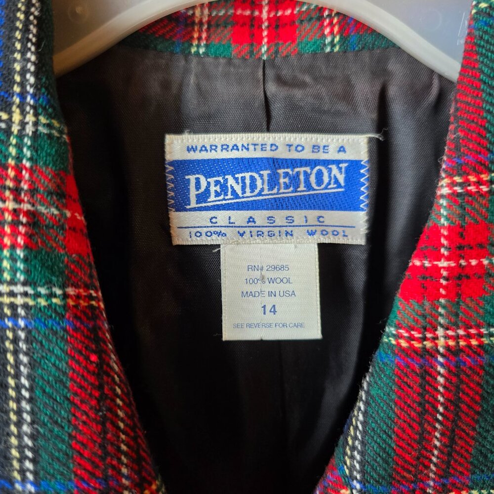Vintage Pendleton Plaid Wool Blazer, EUC, Size 14, Red Black Green Blue - Picture 5 of 11